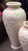 Balinese Terracotta Cream Frangipani Design Vase