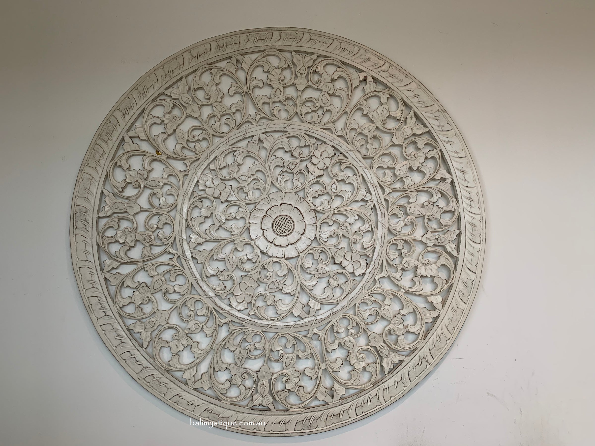 Round Hand Carved Mandala  Wall Panel / Bedhead