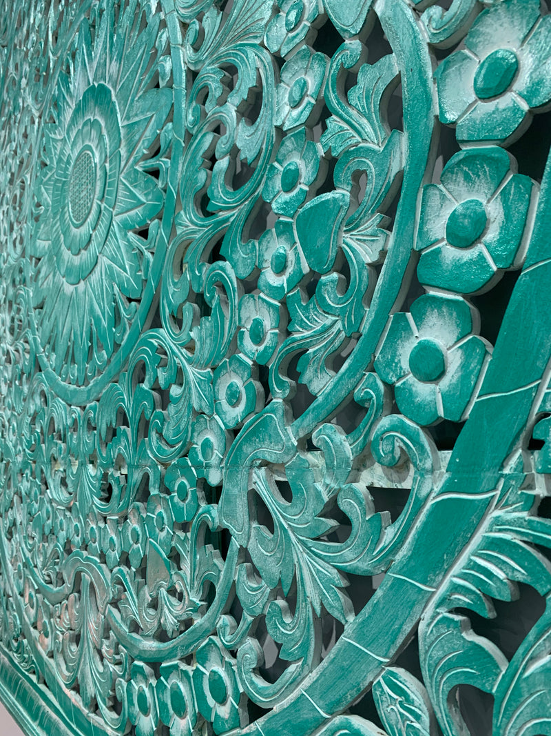 Square Carved Mandala Timber Wall Panel /Bedhead – Bali Mystique