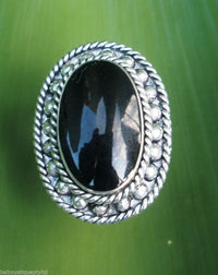 Balinese Sterling Silver 925 Black Stone Ring Gift Boxed