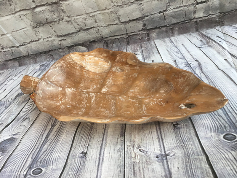 Balinese Wood Carved Timber Leaf Tray Platter