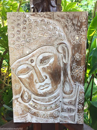 Balinese Buddha Face Solid Carved Wooden Wall Plaque