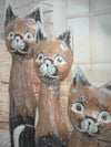 Cats Wood Carved - Set of 3