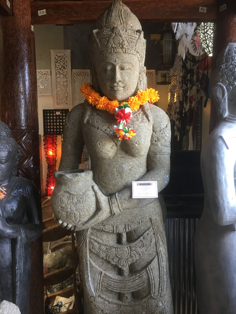 Balinese GREENSTONE Lady Tara Praying Garden Statue