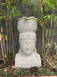 Lady Tara Head Garden Pot - Greenstone