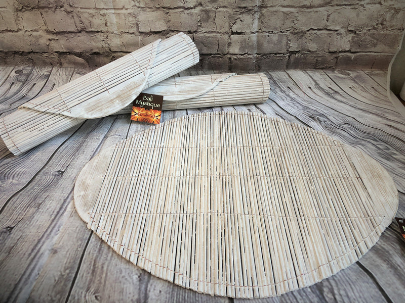 White Wash Oval Bamboo Placemat