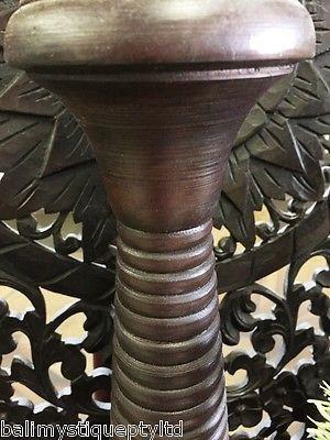 Balinese Brown Carved Timber Candle Holder Set of 3