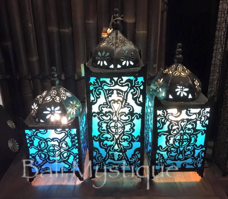 Balinese Masjid Turquoise Metal Moroccan Lamp