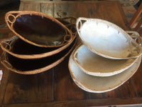 Balinese Oval Trays with Ratten edge Set Of Three