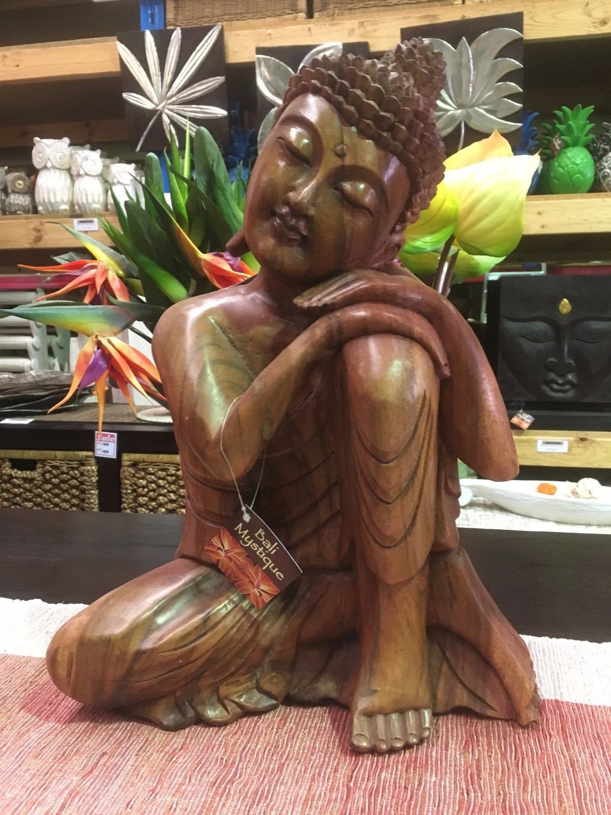 Hand Carved Wooden Resting Buddha Statue