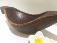 Balinese Hand Carved Canoe Boat Dish with Rattan Edge
