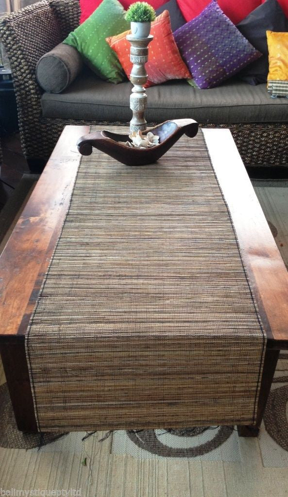 Balinese Lidi Stick Table Runner with Fringe