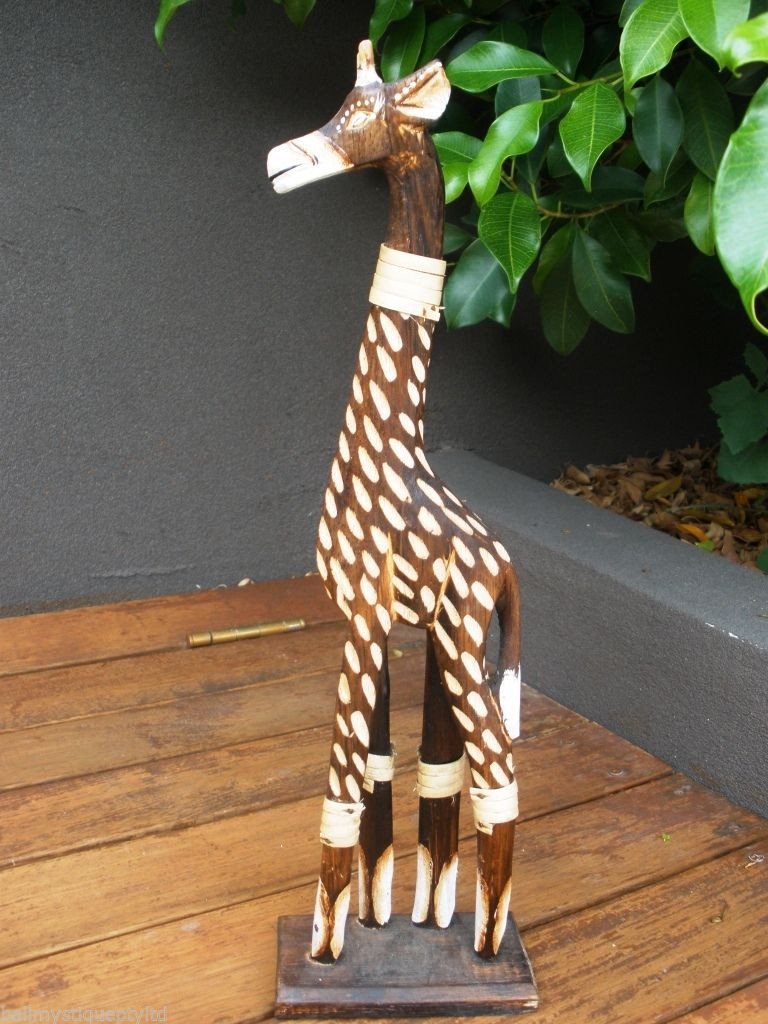 Balinese Spotty Giraffe Wood Carving Statue