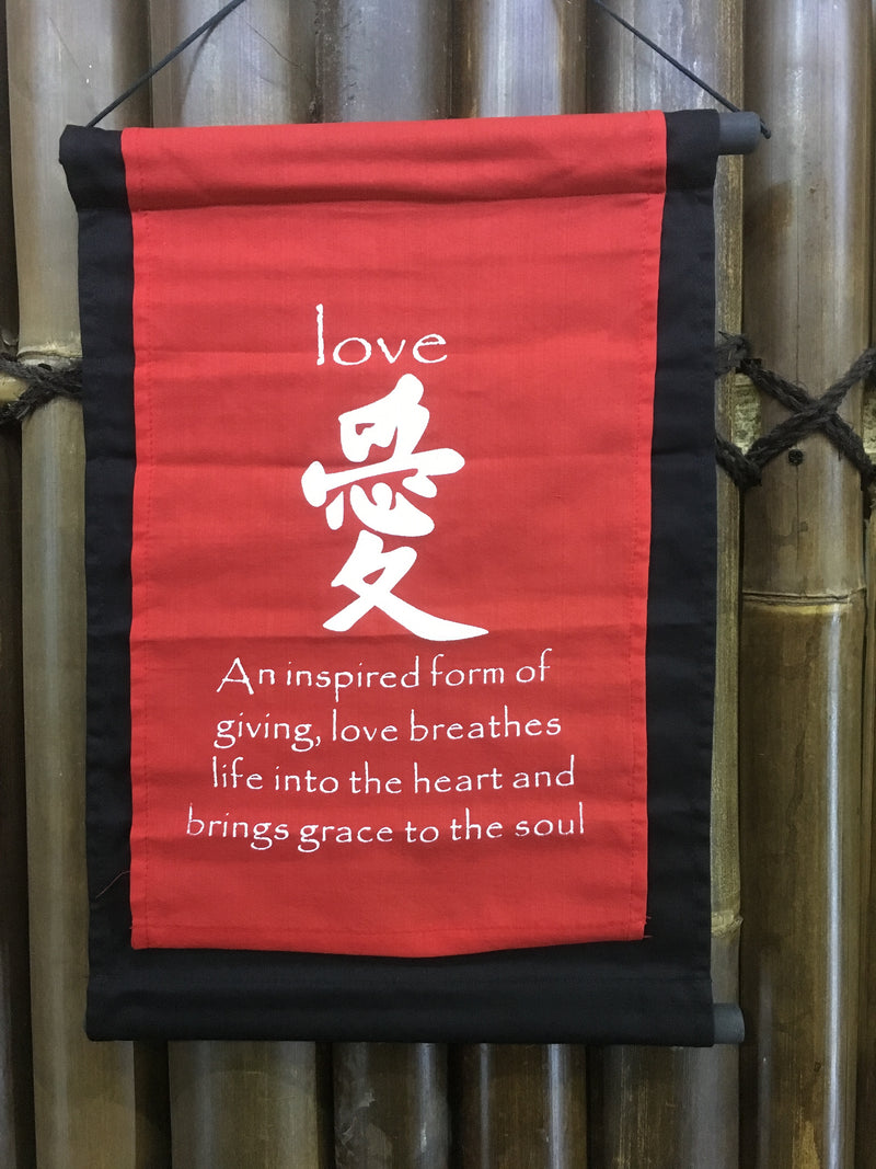 RED Love  Affirmation Prayer Flag Scroll ~ Bali