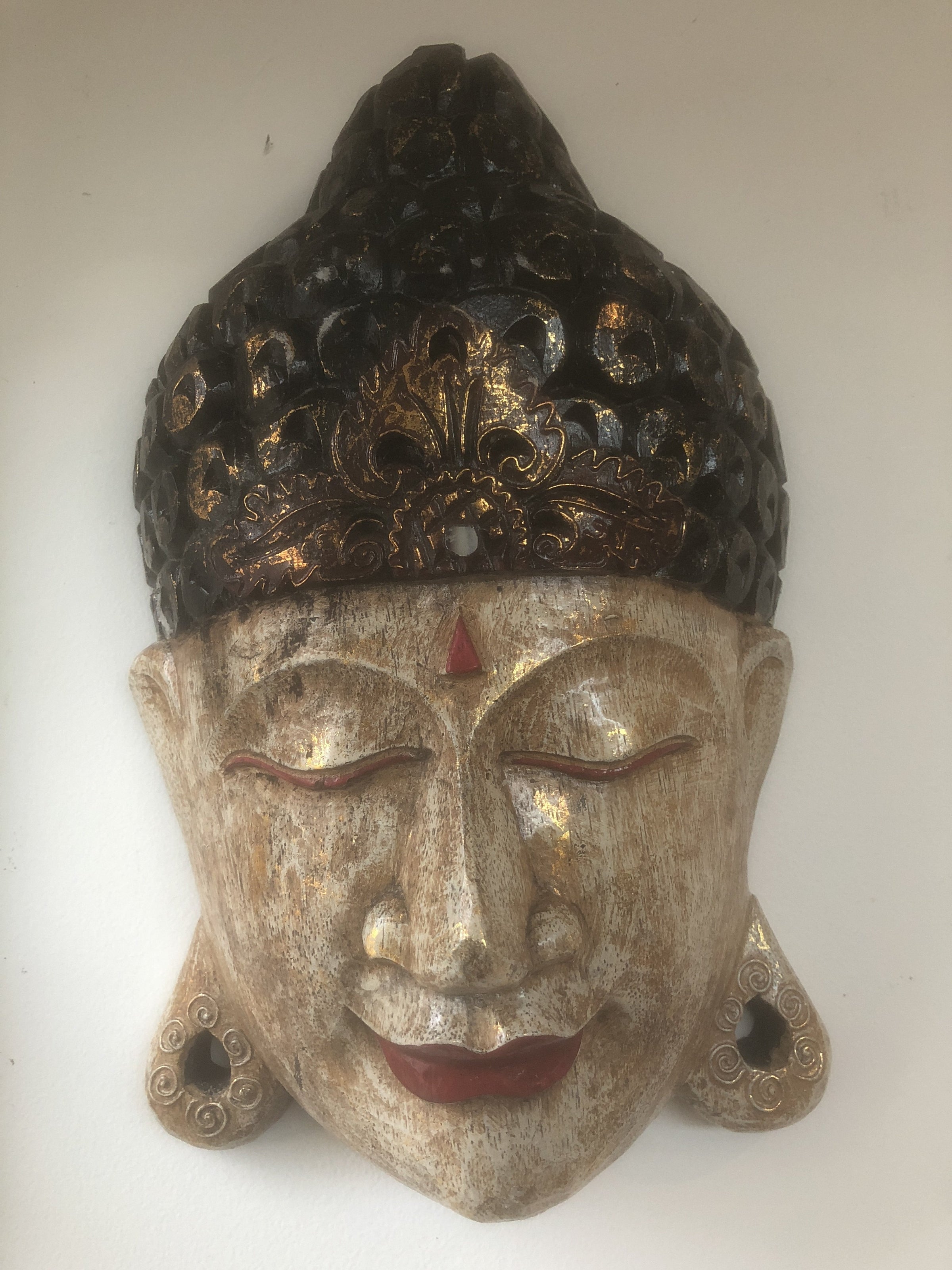Hand Carved Timber Buddha Mask