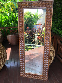 Balinese Carved Timber Batik Mirror