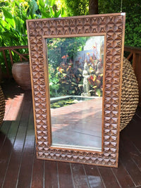Balinese Carved Timber Batik Mirror