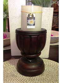 Balinese Brown Carved Timber Candle Holder
