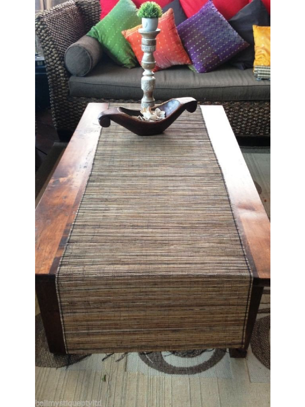 Balinese Lidi Stick Table Runner with Fringe