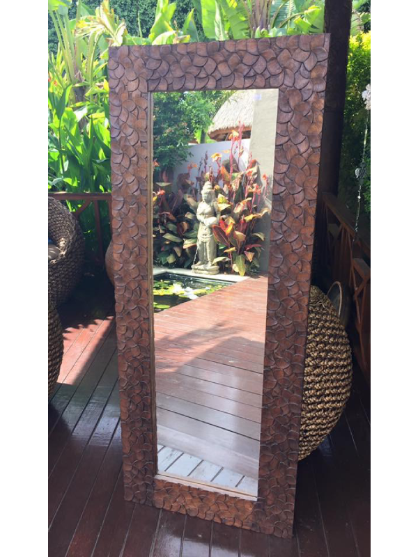 Balinese Timber Frangipani Carved Mirror